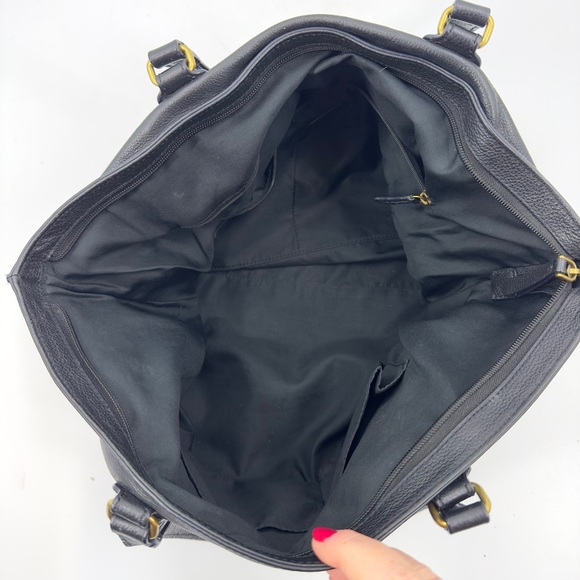 Fossil Julia Tote Black Leather Large Shoulder Bag Carryall Purse Pebbled - Picture 11 of 16